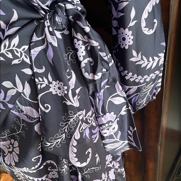 Misa Los Angeles Long Sleeve Dress - Purple Floral Small Sylvia EUC Wrap - Picture 10 of 16